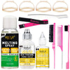 Kit de soins capillaires Goiple montrant divers produits, incluant spray fondant, adhésif et outils de retrait