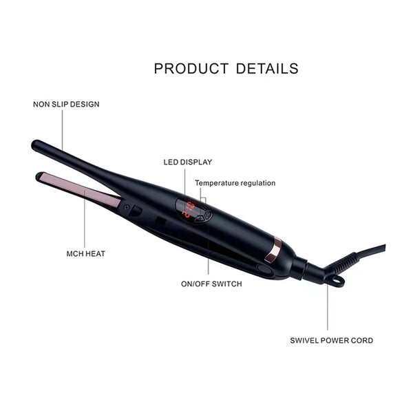 Cepilladora y rizador de cabello de cerámica profesional 2 en 1 con pantalla LED y interruptor de encendido/apagado
