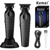 Black Kemei professional electric hair clipper trimmer with charging cable and replacement guards