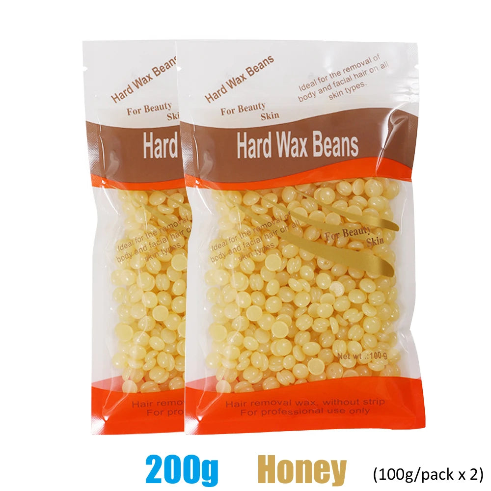A package of Hard Wax Beans for beauty and skin hair removal, showing yellow beans.