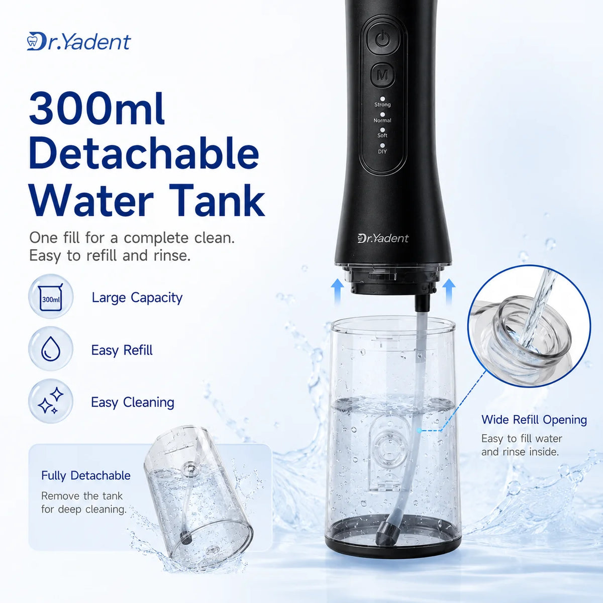 Dr.Yadent 300ml detachable water tank for high-pressure oral irrigation device