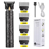 A set of professional rechargeable hair grooming clippers with various blade sizes from 1.5mm to 4mm.