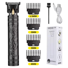 Un ensemble de tondeuses rechargeables professionnelles avec divers lames, de 1,5 mm à 4 mm.