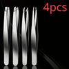 Precision Stainless Steel Eyebrow Tweezers Set (4 Pcs)