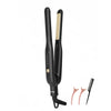 A black professional ceramic hair straightener and curler with a gold-colored plate and various attachments.