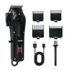 Kit de recortadora y afeitadora eléctrica negra con varios accesorios