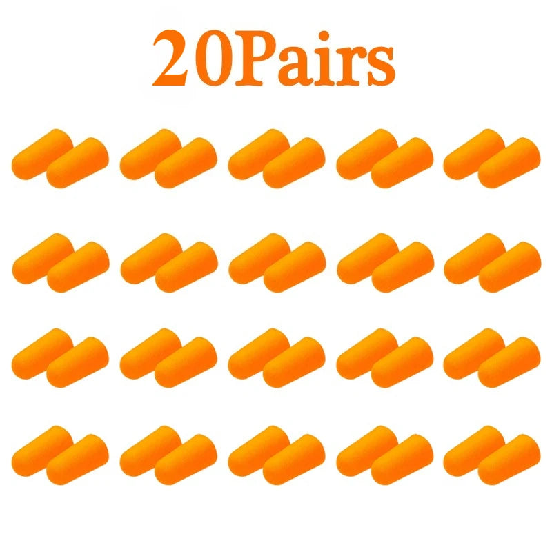 20 paires de bouchons d'oreille anti-bruit en mousse orange pour le sommeil et la concentration