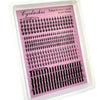 A cosmetic product display showing various styles of bottom lashes and lash spikes for DIY lash extensions.