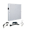 Panel de fototerapia LED blanco con múltiples bombillas y cable de alimentación y abrazadera adjunta.