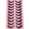 A pink plastic tray holding ten pairs of natural look false mink eyelashes.