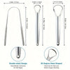 Stainless steel tongue scrapers set showing various sizes and designs for oral hygiene