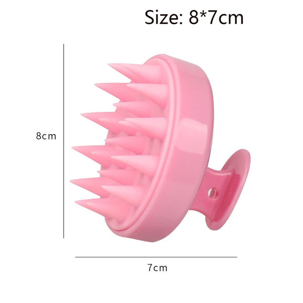 Brosse de cuir chevelu en silicone rose, dimensions 8x7cm