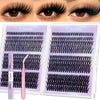 A set of DIY eyelash clusters for volume and definition shown in an open packaging with lash extensions displayed.