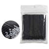 Sac en plastique transparent contenant une grille de cotons-tiges noirs de précision pour extensions de cils.