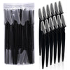 A clear container holding a set of black multi-use stainless steel razors for hair and body.