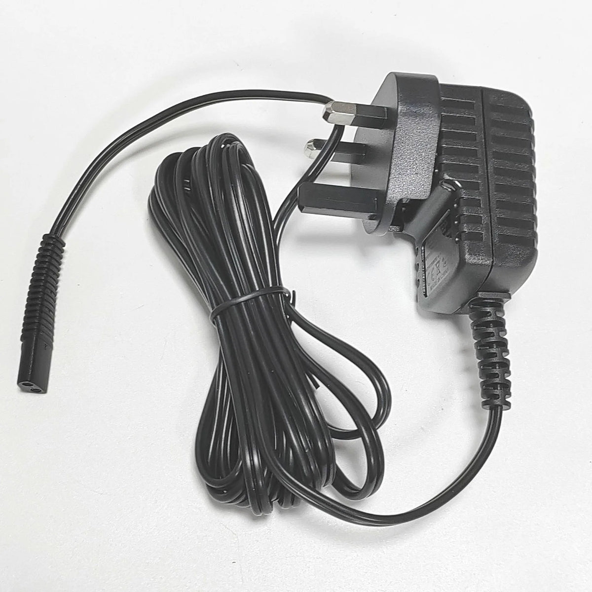 Black replacement power adapter cable and plug for professional barber shavers