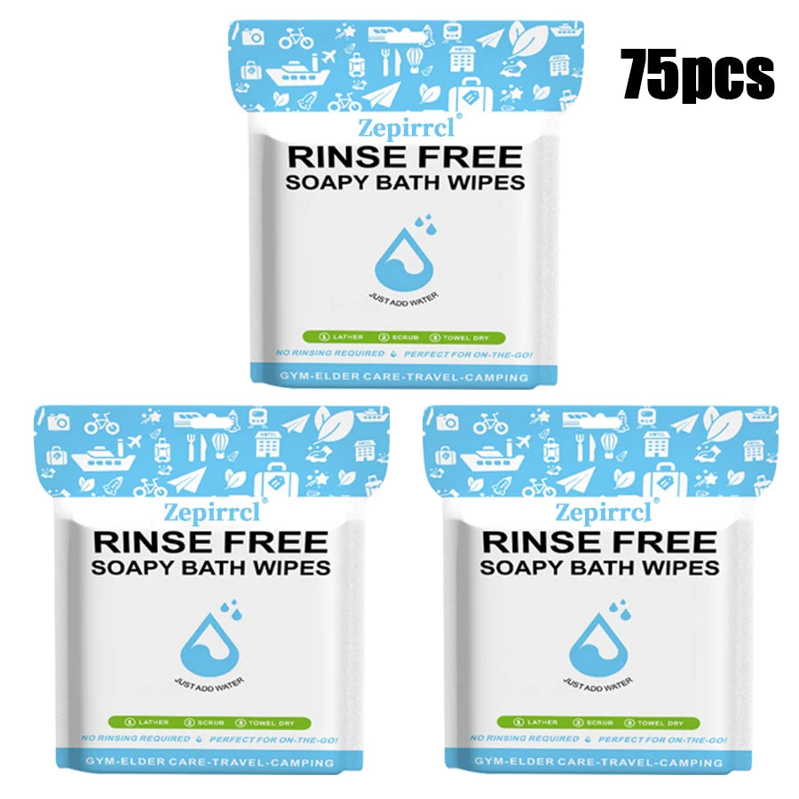 Lot de 75 lingettes de bain savonneuses sans rinçage de Zepirrcl
