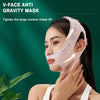 A woman is wearing a pink V-Face anti gravity mask designed to tighten the large contour cheek lift.