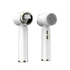 A white ultrasonic facial cleansing brush with a round head and a power button is shown.