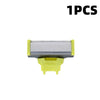 A single replacement electric shaver blade with a silver metal shaving head and a yellow plastic base.