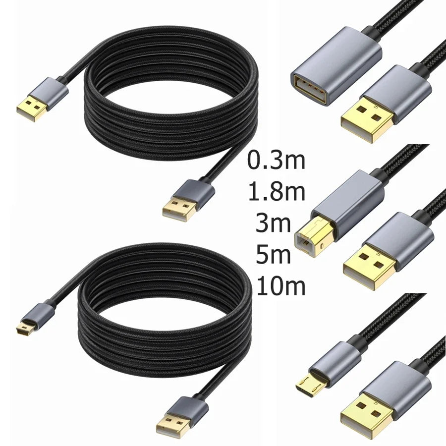 Schwarzes Hochgeschwindigkeits-USB-Verlängerungskabel mit verschiedenen Längen: 0,3m, 1,8m, 3m, 5m und 10m