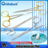 A set of 10 stainless steel dental hemostats and pliers for medical procedures.