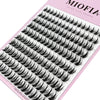 A display of black false eyelashes labeled Miofia fake eyelashes