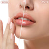 Before and after comparison showing the results of a painless electric facial hair remover on lips.