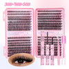 A pink kit containing 30, 40, and 50 strands of DIY eyelash extension lashes for professional use.