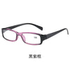 Black-framed reading glasses with clear lenses
