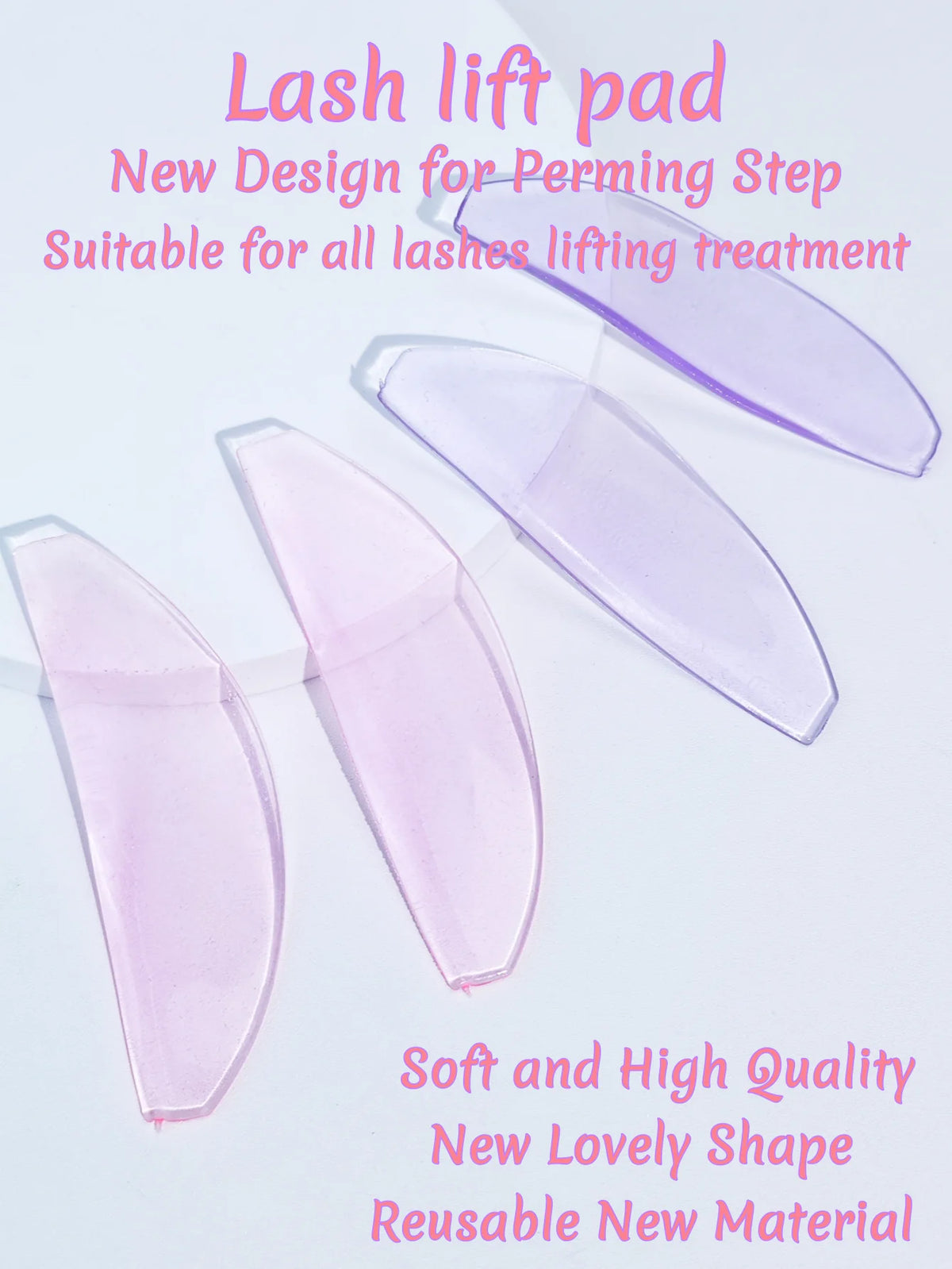 A set of new pink lash lift pads for a perming step treatment.