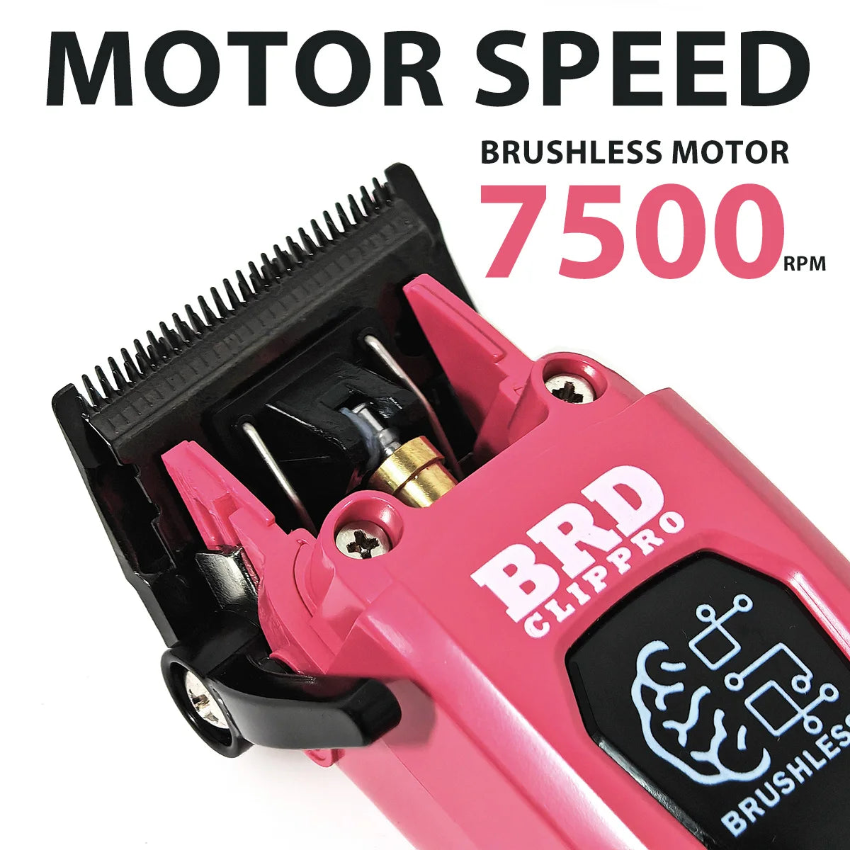 A pink BRD Clipper Pro brushless motor for a professional rotary hair trimmer kit.