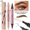 A set of QIC 2in pen eyebrow and eyeliner products including a light brown eyebrow and black eyeliner.