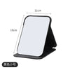 A black portable folding makeup mirror shown with dimensions of 11cm by 16cm.