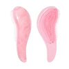 A pair of pink silicone detangling scalp massage hairbrushes, one smooth and one bristled.