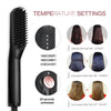 A black professional hair straightening comb with temperature settings and a cord.