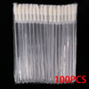 A package of 100 clear plastic crystal applicator wands for lip and eyelash extensions.