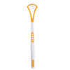 White and orange silicone tongue scraper for oral hygiene