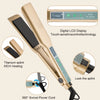 A professional titanium hair straightener with a digital LCD display and touch-sensitive control technology.