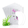 A stack of white lint-free under-eye lash application patches with a pink eye design.