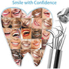 A set of reusable aluminum toothpicks for oral cleaning shown in various angles and contexts.
