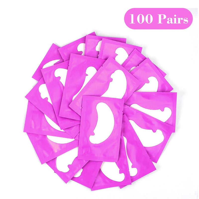 100 paires de pads hydrogel roses pour extensions de cils