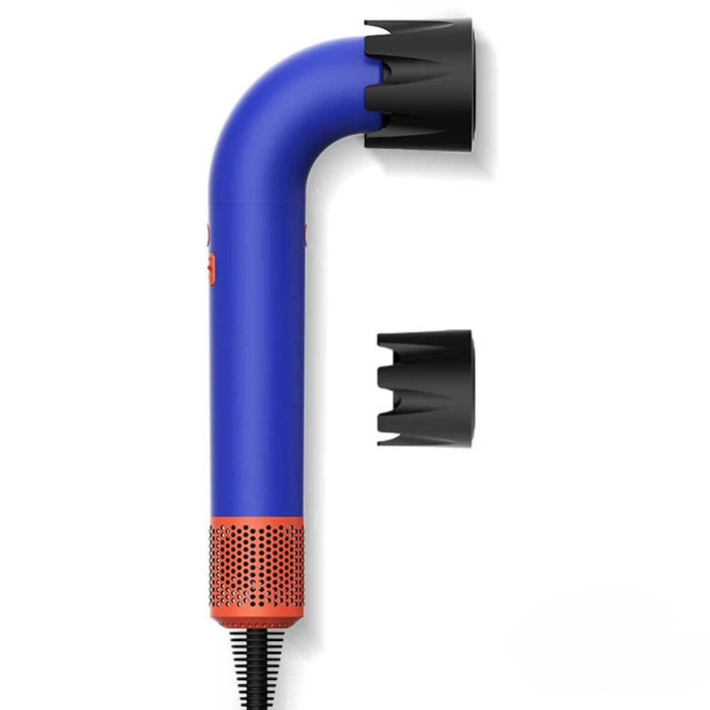Blasser Föhn in Blau mit schwarzer Düse und orangefarbener Basis