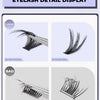 Display comparing good and bad eyelash detail after pressing using a DIY lash extension kit.