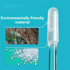 A white stick product for gentle ear wax removal, shown next to images of natural material and wax particles.