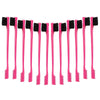 Un juego de doce cepillos para controlar los bordes de cabello, dobles caras, en rosa y negro.