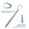 Stainless steel tongue scraper with an arc design and comfortable grip for oral hygiene