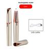 Silver rechargeable electric eyebrow trimmer and epilator with a USB cable