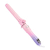 A pink automatic rotating hair curler with an LCD display shown from the side.
