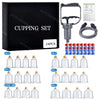 A set of cupping tools including various glass and metal cups for massage and relaxation.